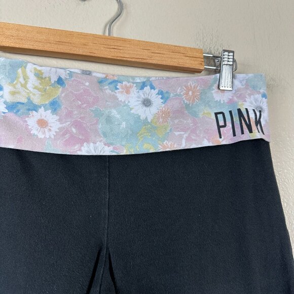 Victoria’s Secret Pink Womens Large Foldover Yoga Pants Y2K Comfy Black Pastel - Picture 3 of 6